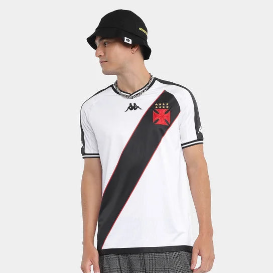 Camisa Vasco Torcedor - Temporada 24/25 - Branca c Faixa Preta - Kappa