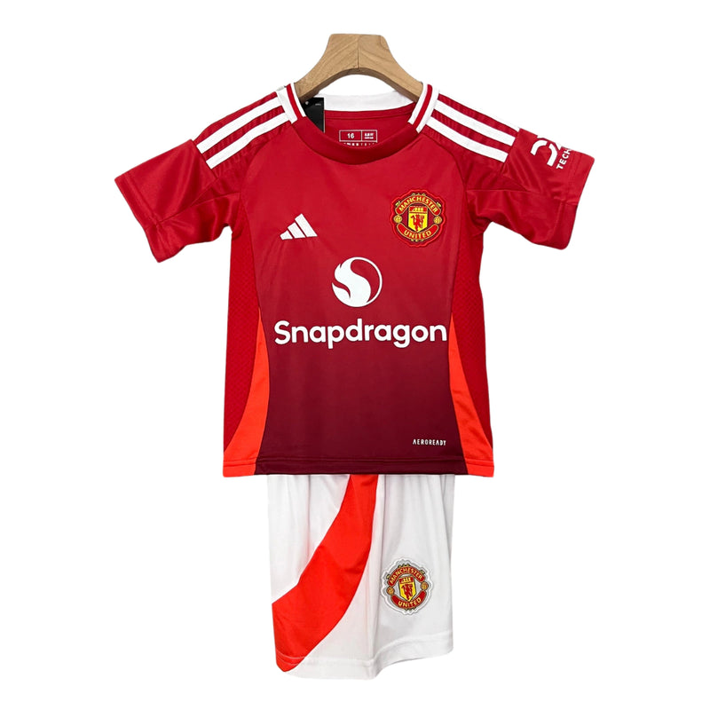 Kit Infantil Manchester United I 24/25 - Adidas - Vermelho