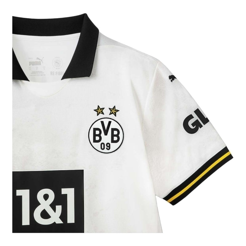 Camisa Borussia Dortmund III 24/25 - Torcedor Puma Masculina - Branca com detalhes em preto e amarelo